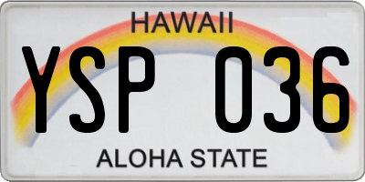 HI license plate YSP036
