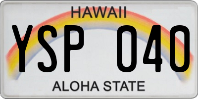 HI license plate YSP040