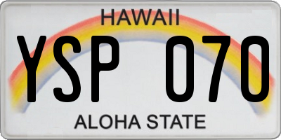 HI license plate YSP070