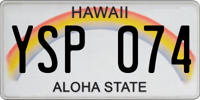HI license plate YSP074