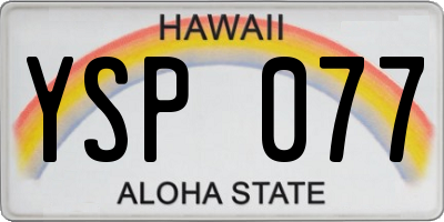 HI license plate YSP077