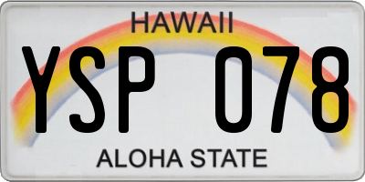 HI license plate YSP078