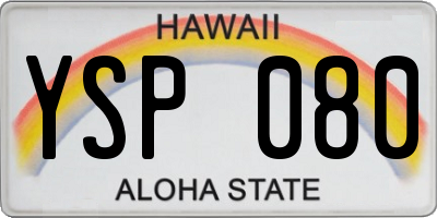 HI license plate YSP080
