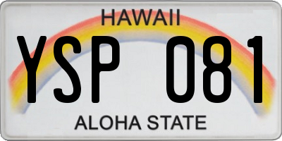 HI license plate YSP081