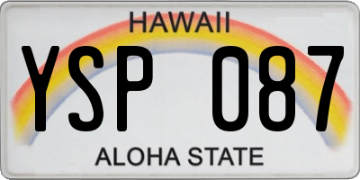 HI license plate YSP087