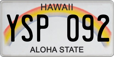 HI license plate YSP092