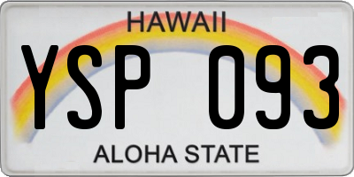 HI license plate YSP093