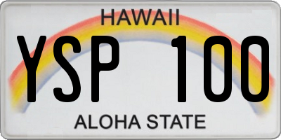 HI license plate YSP100