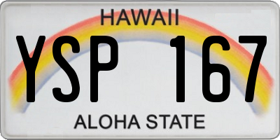 HI license plate YSP167