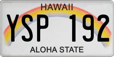 HI license plate YSP192