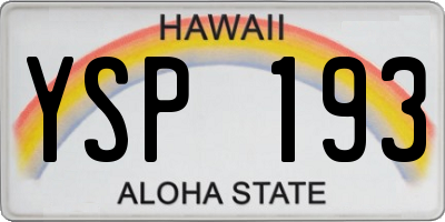 HI license plate YSP193