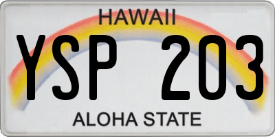 HI license plate YSP203
