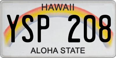 HI license plate YSP208