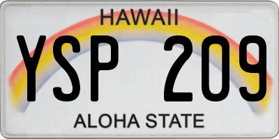HI license plate YSP209