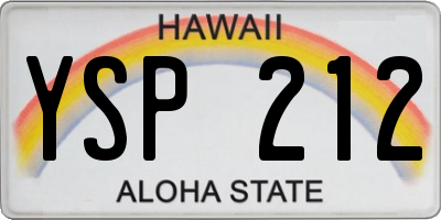 HI license plate YSP212