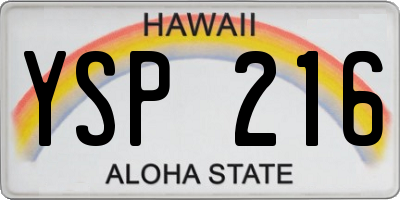 HI license plate YSP216