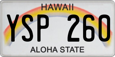 HI license plate YSP260