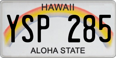 HI license plate YSP285