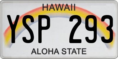 HI license plate YSP293