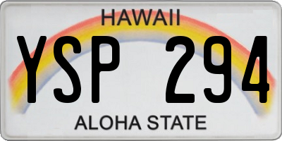 HI license plate YSP294