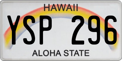 HI license plate YSP296