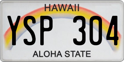 HI license plate YSP304