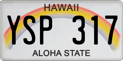 HI license plate YSP317