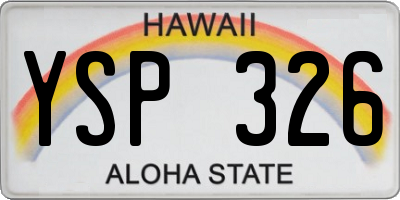 HI license plate YSP326