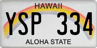 HI license plate YSP334