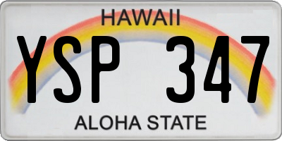 HI license plate YSP347