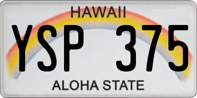 HI license plate YSP375