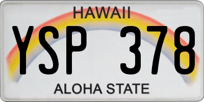 HI license plate YSP378