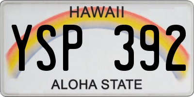 HI license plate YSP392