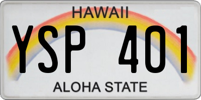 HI license plate YSP401