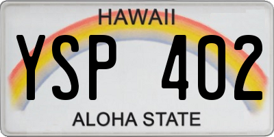 HI license plate YSP402