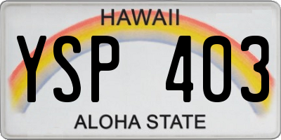HI license plate YSP403