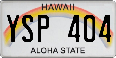 HI license plate YSP404