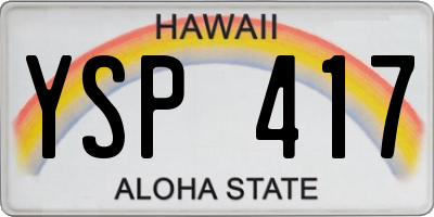 HI license plate YSP417