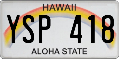 HI license plate YSP418