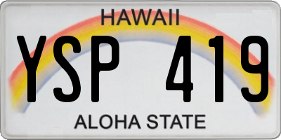 HI license plate YSP419
