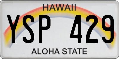 HI license plate YSP429