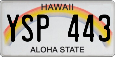 HI license plate YSP443
