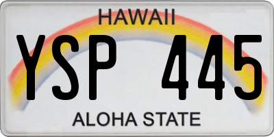HI license plate YSP445