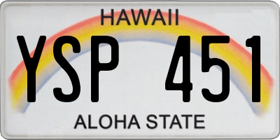 HI license plate YSP451