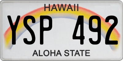 HI license plate YSP492