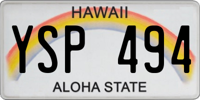 HI license plate YSP494