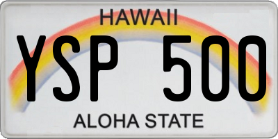 HI license plate YSP500