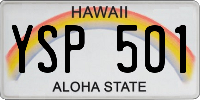 HI license plate YSP501