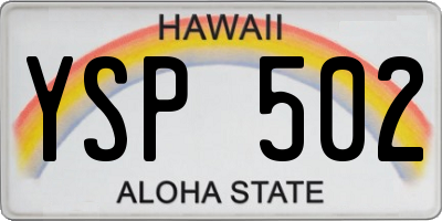 HI license plate YSP502
