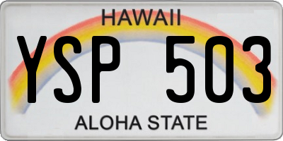 HI license plate YSP503